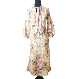 MPM Linen Floral Long Sleeve Maxi Dress